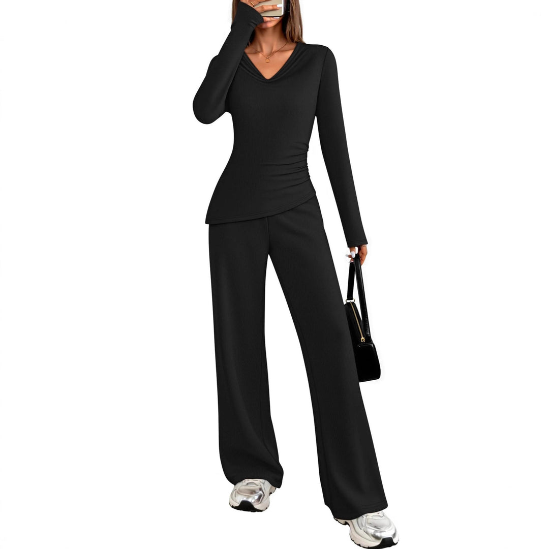 Damen Elegantes Freizeit-Set mit figurschmeichelndem Oberteil und weit geschnittenen Hosen R&B