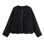 Damen modische Übergangsjacke mit großen Taschen und elastischem Bund R&B