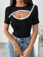 Damen Cut-Out Body mit floralen Details R&B