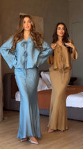 Damen Elegantes Langarm-Set mit Rüschendetails R&B