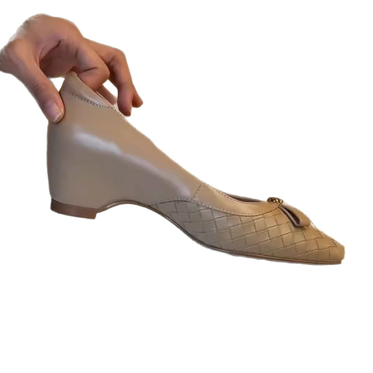 Damen elegante Ballerinas mit geflochtenem Design und modischem Schleifenakzent R&B