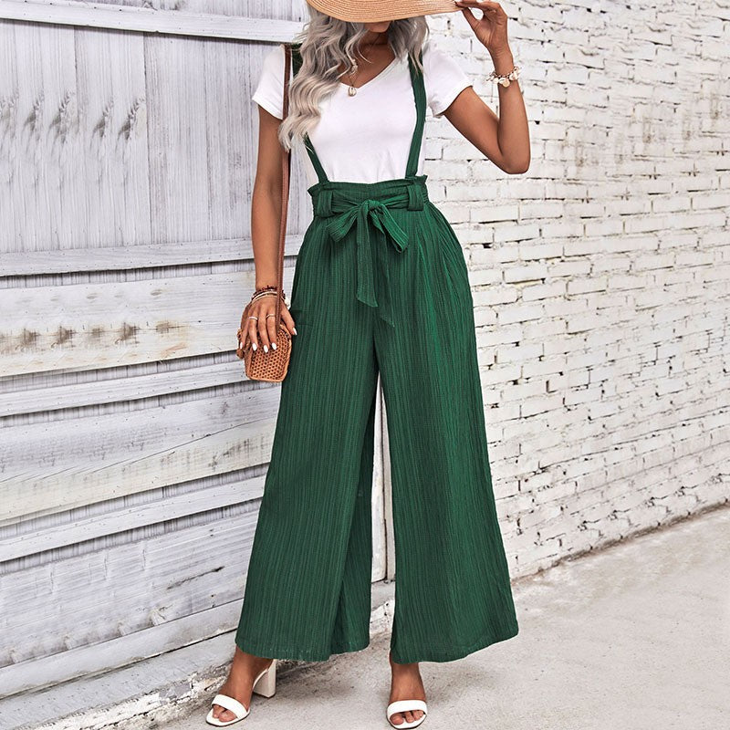 Damen Culotte-Jumpsuit mit verstellbaren Trägern und elegantem Kordelzug R&B