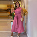 Damen Trägerkleid mit Knoten und Knopfleiste R&B