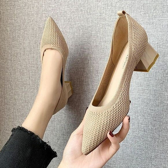 Damen elegante Pumps mit strukturierter Oberfläche und modischem Blockabsatz R&B