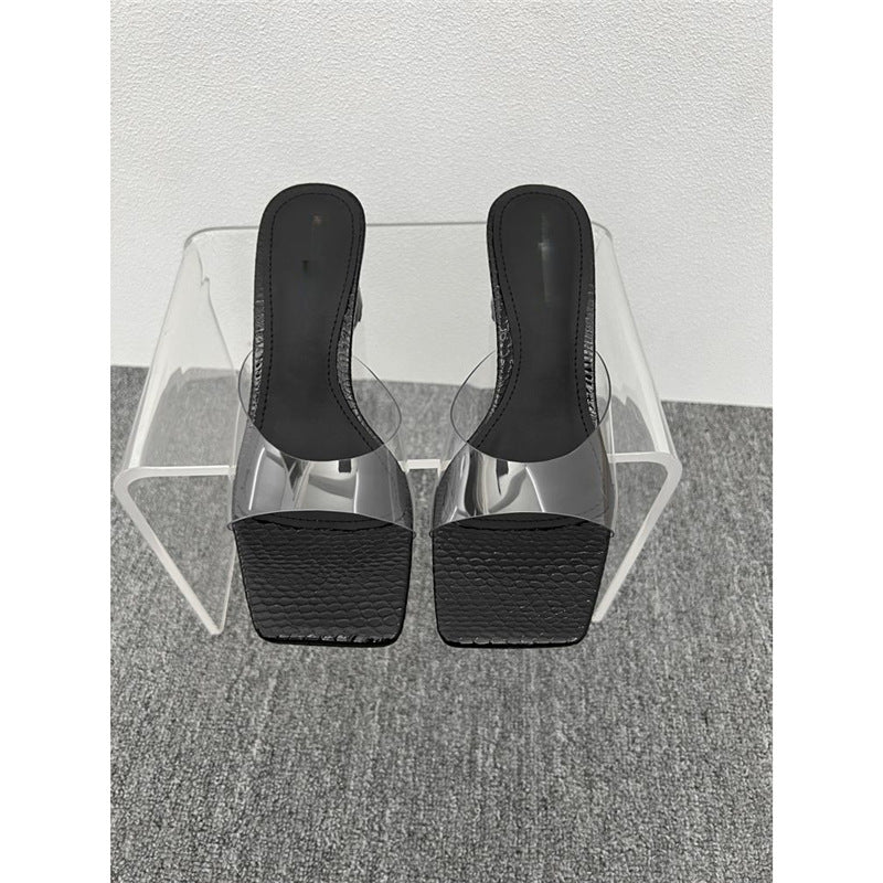 Damen Plateau-Pumps mit Schlangenmuster und transparentem Riemendesign R&B