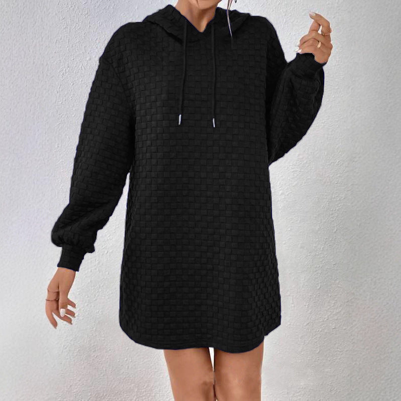 Damen Kapuzenkleid aus strukturiertem Material R&B
