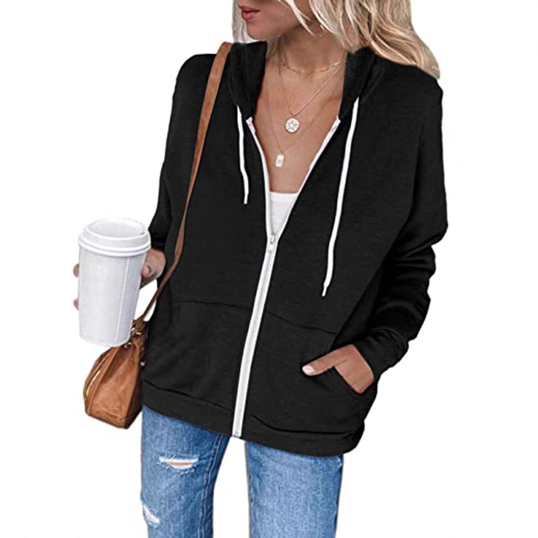 Damen lässige Kapuzenjacke mit Reißverschluss und praktischen Taschen R&B