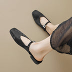 Damen elegante Slingback Ballerinas mit modischem Schnallenakzent