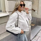 Damen modische Sweatjacke mit Knopfverschluss und praktischen Taschen R&B