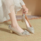Damen elegante und funkelnde Pumps mit dekorativen Schleifen R&B