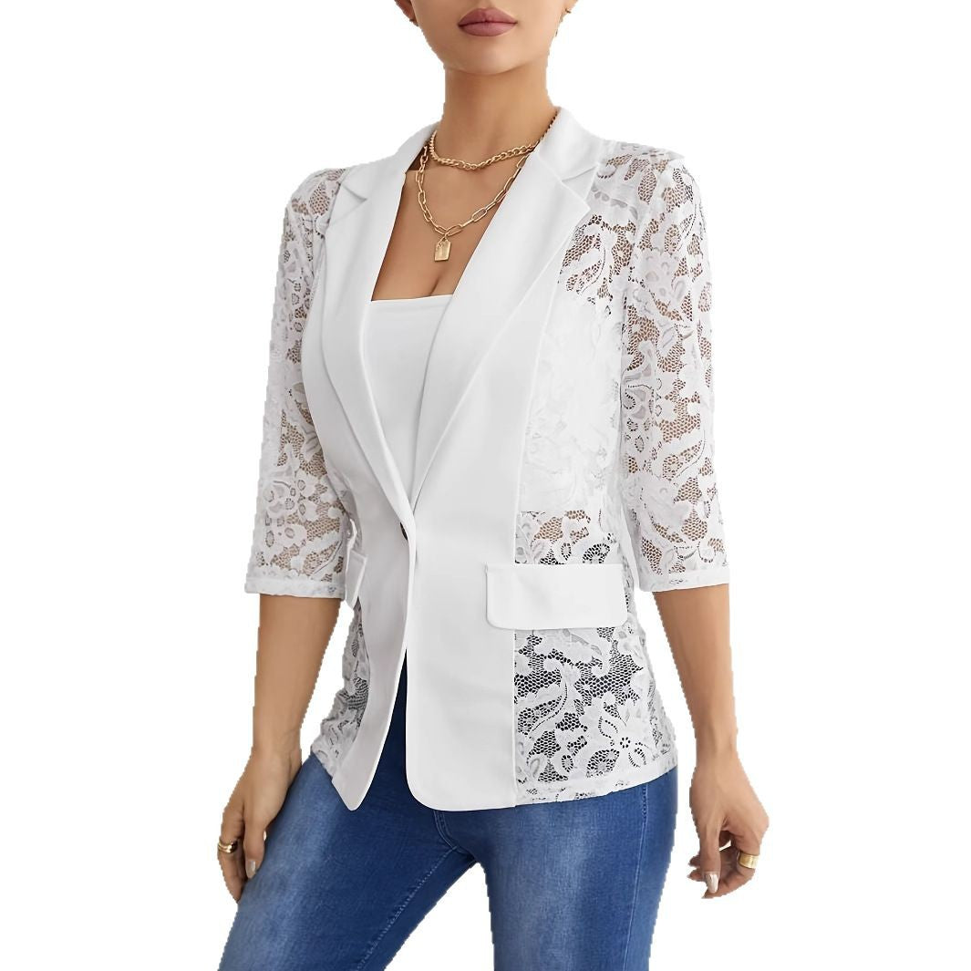 Damen Blazer mit Spitzenärmel und eleganter Passform R&B