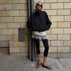 Damen lässige oversized Jacke mit hohem Kragen und verstellbarem Verschluss R&B