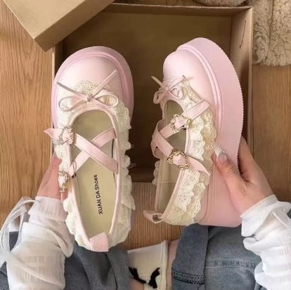 Damen Plattform-Sandalen mit verspieltem Spitzendetail und elegantem Riemenverschluss R&B