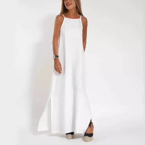 Damen lässiges Maxikleid mit schmalen Trägern und fließendem Schnitt R&B