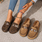 Damen Mokassins mit modischem Leopardenmuster und bequemer Fußbettung R&B