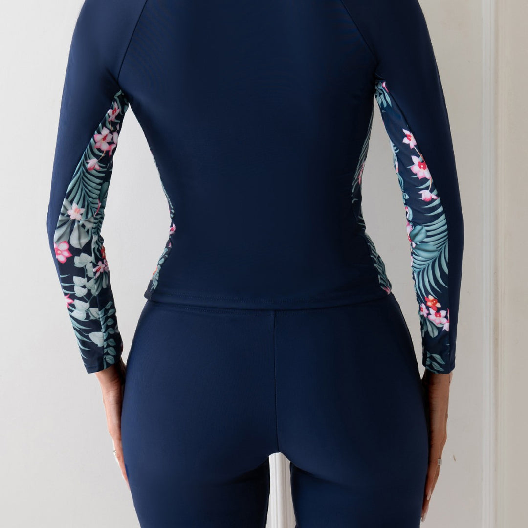 Damen Surfanzug mit langem Arm und floralen Akzenten R&B