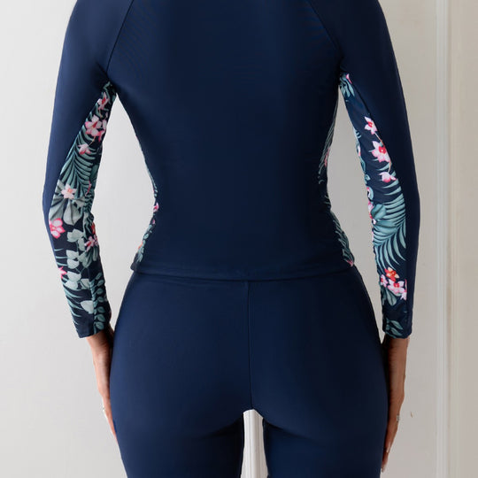 Damen Surfanzug mit langem Arm und floralen Akzenten R&B