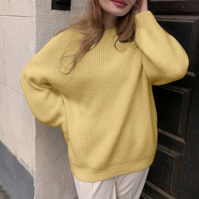 Damen oversized Strickpullover mit lockerem Schnitt und feiner Textur R&B