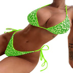 Damen Triangel-Bikini mit Verspieltem Leopardenmuster und Verstellbaren Trägern R&B
