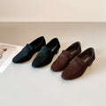 Damen modische Wildleder-Mokassins mit bequemem Blockabsatz R&B
