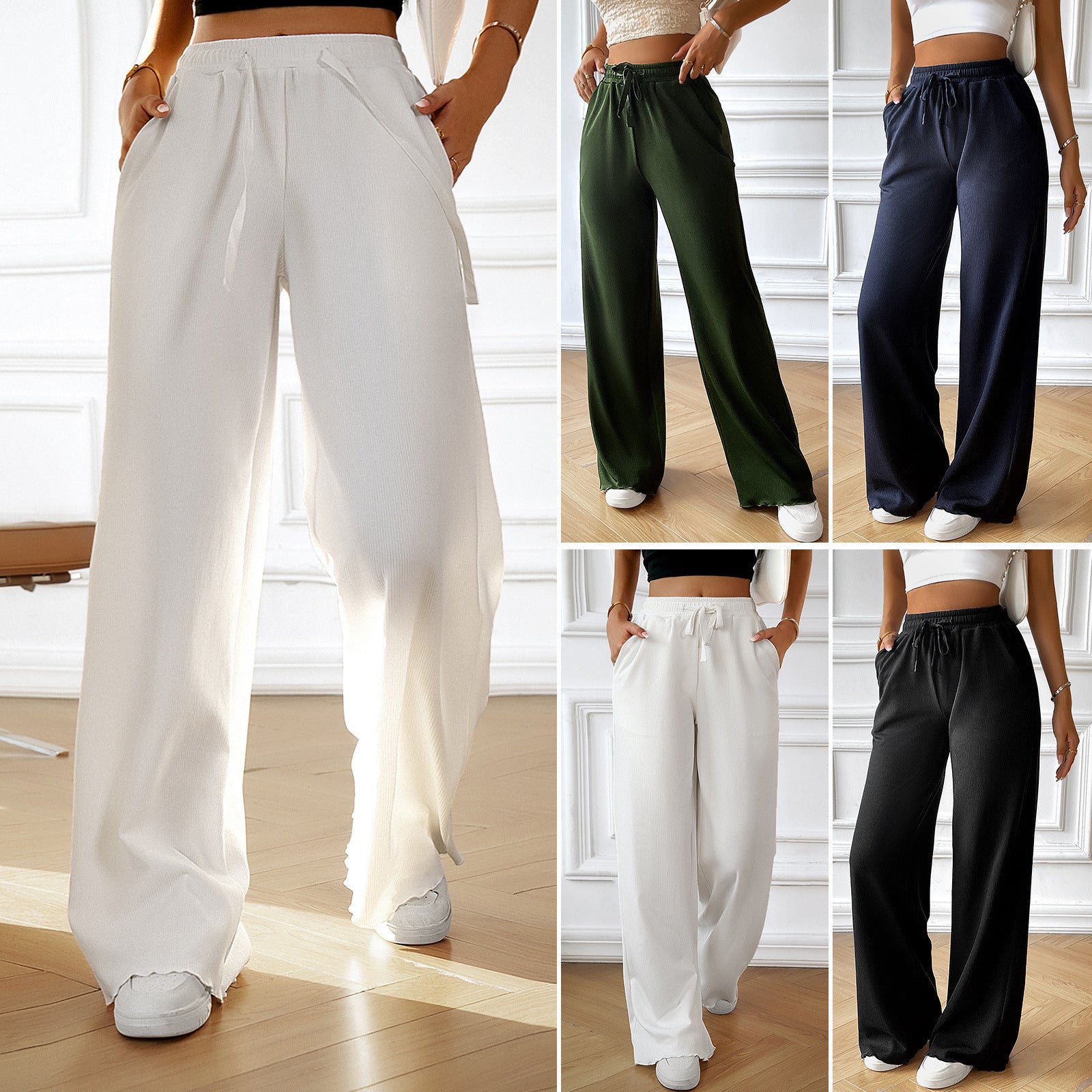 Damen weite Relax-Hose mit elastischem Bund und praktischen Seitentaschen R&B