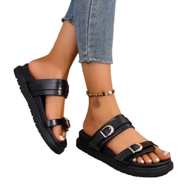 Damen modische Riemensandalen mit verstellbarem Schnallen-Design R&B