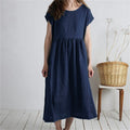 Damen Langmaxikleid aus atmungsaktivem Leinenstoff mit lockerer Passform R&B