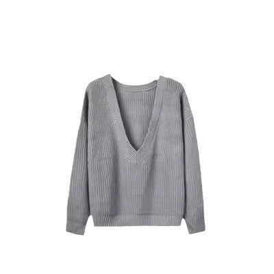 Damen Pullover mit tiefem V-Ausschnitt und lässiger Passform R&B