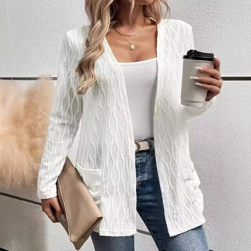 Damen Strickjacke mit strukturiertem Muster und praktischen Taschen R&B