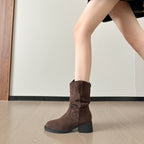 Damen Modische Stiefeletten mit geschmackvollem Raffungselement und leichtem Blockabsatz