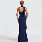 Damen Elegantes Langarm-Maxikleid mit transparenten Details R&B