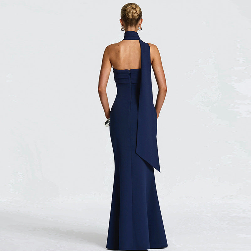 Damen Elegantes Langarm-Maxikleid mit transparenten Details R&B