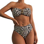 Damen Bandeau-Bikini mit geometrischem Design R&B
