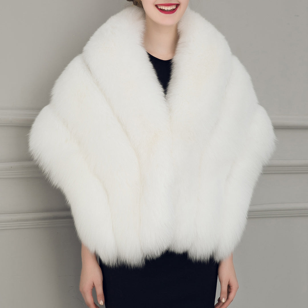 Damen luxuriöser Eleganter Kunstpelz-Cape R&B