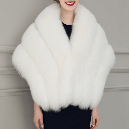 Damen luxuriöser Eleganter Kunstpelz-Cape R&B