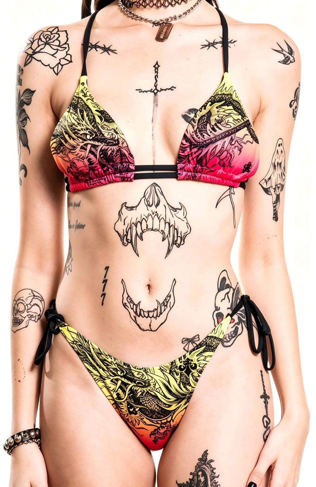 Damen Triangel-Bikini mit kreativem Muster R&B