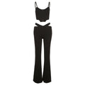 Damen Trendiges Set aus Crop-Top mit Knopfdetails und Flared-Hosen R&B