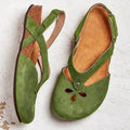 Damen nan geschlossene Slingback-Sandale aus Veloursleder mit ergonomischem Kork-Fußbett und dekorativen Loch-Aussparungen R&B