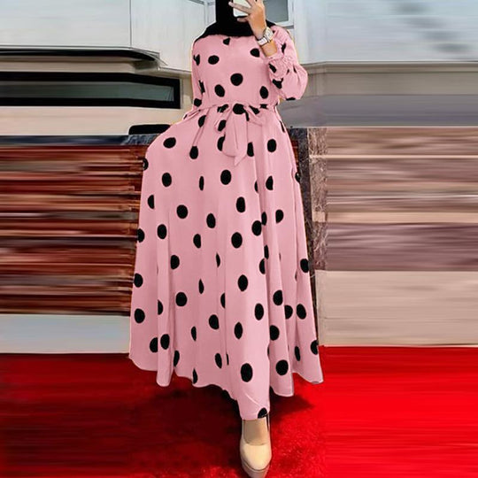Damen Maxikleid mit auffälligem Polka-Dot-Muster R&B