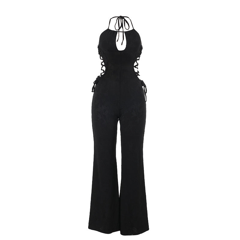 Damen Eleganter Einteiler mit tiefem V-Ausschnitt und seitlichen Schnürungen R&B