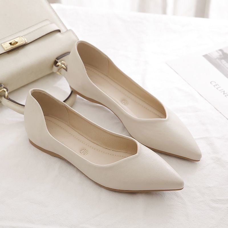 Damen Elegante Ballerinas aus hochwertigem Leder mit modischem V-Ausschnitt R&B