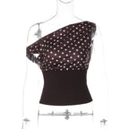 Damen Asymmetrisches Polka-Dot Oberteil R&B