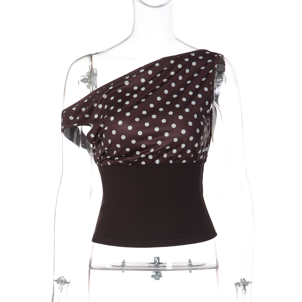 Damen Asymmetrisches Polka-Dot Oberteil R&B