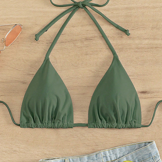 Damen Triangel-Bikini-Oberteil mit verstellbaren Trägern und raffinierten Bindebändern R&B