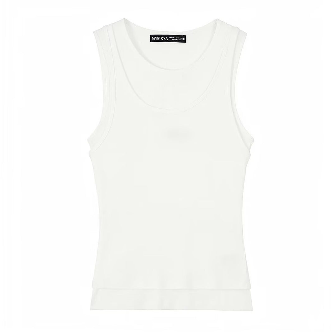 Damen ärmelloses Tanktop aus hochwertigem Stretch-Material mit figurbetontem Schnitt R&B
