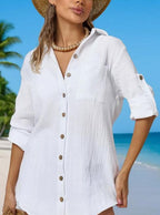 Damen lässige Sommerbluse mit Knopfdetail R&B