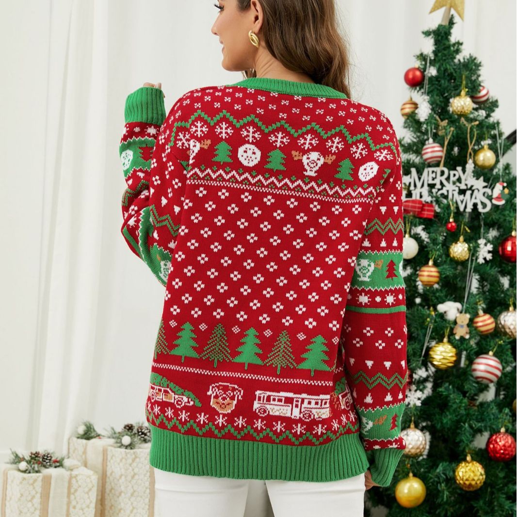 Damen Kuscheliger Weihnachtspullover mit kreativem Spruch und festlichem Design R&B
