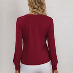 Damen Langarmshirt mit V-Ausschnitt und figurbetontem Schnitt R&B