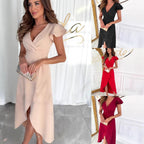 Damen Wickelkleid mit Rüschendetails und hoher Schlitz R&B