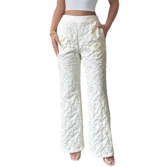 Damen Elegante Stoffhose mit hochgezogenem Schnitt und floralem Muster R&B